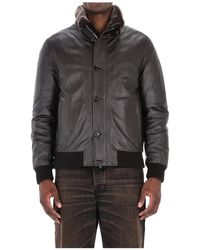 Moorer - Jassen ,Bruin ,Leer Bruin Leren Bomberjack Cleros-P1 - Lyst