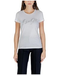 Liu Jo - Tops ,Wit ,Katoen Wit Bedrukt Katoenen T-Shirt Met Korte Mouwen - Lyst