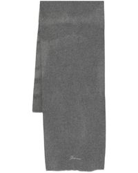 Jacquemus - Accessoires ,Grijs ,Wol Sjaal Met Geborduurd Logo - Lyst
