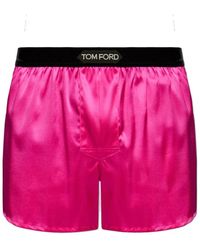 Tom Ford - Ondergoed ,Roze ,Satijn Boxershorts Met Logo - Lyst