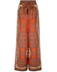 Zimmermann - Broeken ,Veelkleurig ,Zijden Broek Met Paisleyprint En Wijde Pijpen - Lyst