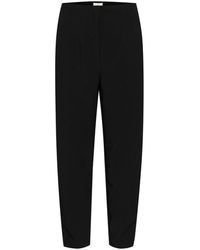 Kaffe - Broeken ,Zwart ,Hoge Taille Zwarte Broek Elegante Snit - Lyst
