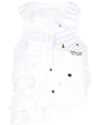 ANDERSSON BELL - Camicia bianca in cotone arricciato - Lyst