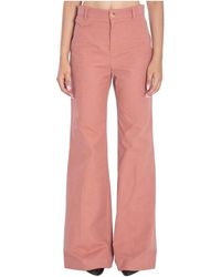 Chloé - Broeken ,Roze ,Katoen Wide Broeken - Lyst