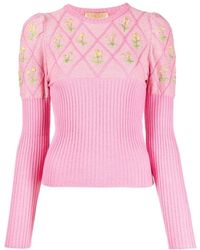 Cormio - Flamingo Gestricktes Top Mit Blumenstickerei - Lyst