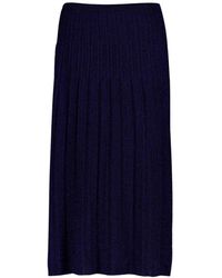 Zimmermann - Marine Geplooide Lurex Midi Rok - Lyst