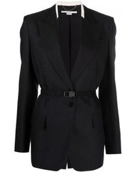 Stella McCartney - Gekruiste Wollen Jas Met Contrastdetail - Lyst