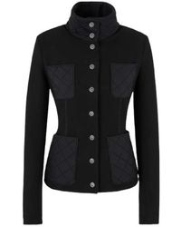 Giorgio Armani - Jassen ,Zwart ,Matelassé Opstaande Kraag Jas Zwart - Lyst