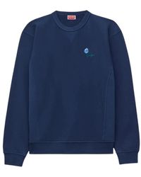 KENZO - Hoodies & Sweatvesten ,Blauw ,Katoen Tulip Geborduurde Sweatshirt - Lyst