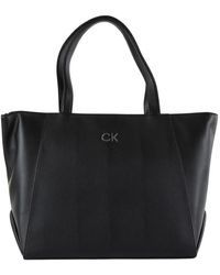 Calvin Klein - Borsa shopping in ecopelle con placca logo - Lyst
