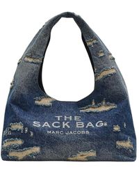 Marc Jacobs - Blaue Baumwoll-Schultertasche Mit Logo - Lyst