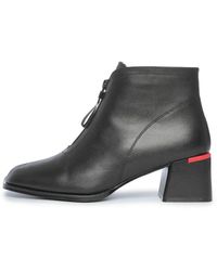 CESARE GASPARI - Schwarze Leder-Stiefeletten Mit Blockabsatz - Lyst