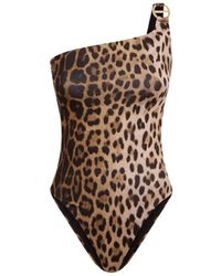 Moschino - Badmode ,Bruin ,Printed Lycra One-Piece Swimsuit - Lyst