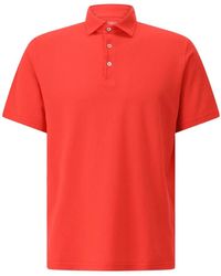 Fedeli - Tops ,Rood ,Katoen Klassieke Katoenen Poloshirt - Lyst