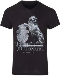 Billionaire - T-shirt in cotone nero con logo - Lyst