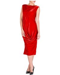 Rick Owens Women's Calf Length Dress Sleeveless - Rood