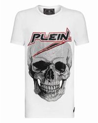 Philipp Plein - Weißes t-shirt mit strass-logo - Lyst