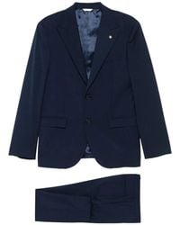 Manuel Ritz - Kostuums ,Blauw ,Leer Single-Breasted Blazer - Lyst