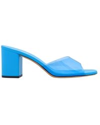 Damen Schuhe Absätze Mules Paris Texas Wildleder Verzierte Mules aus Veloursleder in Blau 