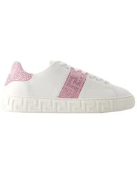 Versace - Sneakers in pelle bianco/rosa - la greca - Lyst