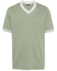Peserico - Grünes v-ausschnitt baumwoll t-shirt - Lyst