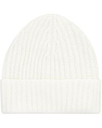 Malo - Accessoires ,Wit ,Kasjmier Kasjmier Ribgebreide Beanie Muts - Lyst