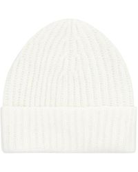 Malo - Accessoires ,Wit ,Kasjmier Kasjmier Ribgebreide Beanie Muts - Lyst