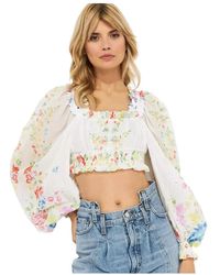 Charo Ruiz - Witte Bloemen Crop Top - Lyst