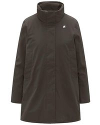 K-Way - Jassen ,Groen ,Polyester Marla St Warm High Neck Gewatteerde Lange Jas - Lyst