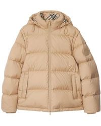 Burberry - Beiger Mantel Mit Abnehmbarer Kapuze Winddichte Manschetten - Lyst