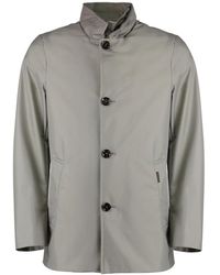 Moorer - Jassen ,Grijs ,Polyester Waterdichte Techno Fabric Jas Met Zakken - Lyst