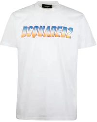 DSquared² - Tops ,Wit ,Katoen Sparkle Logo Cool Fit T-Shirt - Lyst