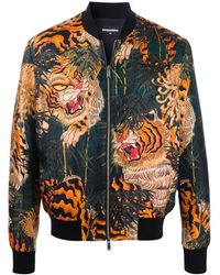 DSquared² Graphic Print Bomber Jacket - Groen