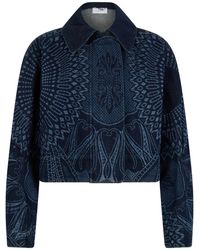 Alberta Ferretti - Jassen ,Blauw ,Denim Kort Denim Jack - Lyst