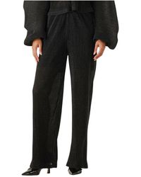 Notre-v - Broeken ,Zwart ,Polyester Wijde Zwarte Polyester Broek - Lyst