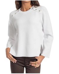 Liu Jo - Truien & Vesten ,Wit ,Polyester Rondgebreide Trui - Lyst