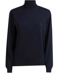 Etro - Truien & Vesten ,Blauw ,Wol Blauwe Wollen Trui Met Col - Lyst
