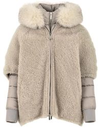 Moorer - Jassen ,Bruin ,Luxe Bontafgezette Pufferjas - Lyst