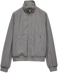 Prada - Jassen ,Grijs ,Lichtgewicht Zip-Up Jas Met Hoge Kraag En Zakken Aan De Voorkant - Lyst