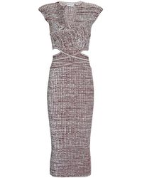 Self-Portrait - Crossover Strick Midi Kleid Rot - Lyst