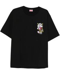 KENZO - Tops ,Zwart ,Katoen Wild Tiger Geborduurd Oversized T-Shirt - Lyst