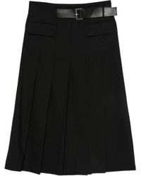 Semicouture - Elegante Zwarte Geplooide Midi Rok - Lyst