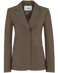 Fendi - Grüne wollmohairjacke mit breiten revers - Lyst