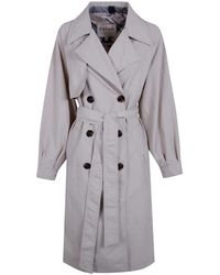 Barbour - Jassen ,Grijs ,Polyester Layla Trench Showerproof Jas - Lyst