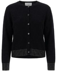 Kaos - Truien & Vesten ,Zwart ,Wol Cardigan Van Pure Wol Met Ronde Hals - Lyst