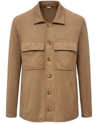 Lardini - Jassen ,Bruin ,Linnen Linnen Overshirt - Lyst