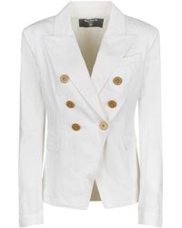 Balmain - Jassen ,Wit ,Denim 6-Button Denim Jacket - Lyst