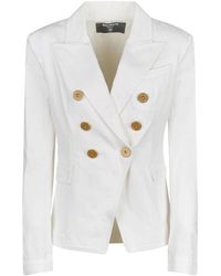 Balmain - Jassen ,Wit ,Denim 6-Button Denim Jacket - Lyst