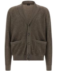 Brioni - Truien & Vesten ,Bruin ,Wol Colbert Met Sjaalkraag - Lyst