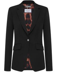 Philipp Plein - Jassen ,Zwart ,Leer Fitted Cady Blazer Crystal Skull - Lyst